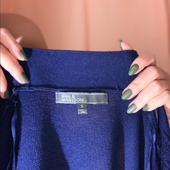 NAVY BLUE KNIT CROPPED CARDIGAN - Picture 4 of 4